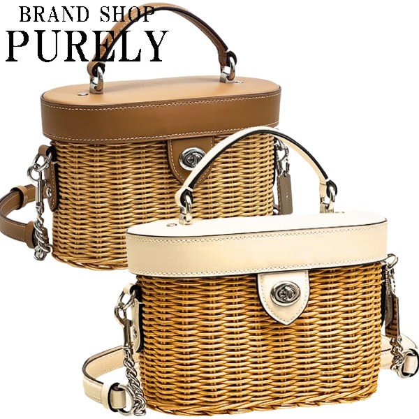 yuki COACH 花モチーフ付きベージュかごバッグ yuki COACH 花モチーフ