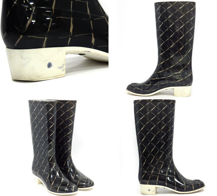 楽天市場】【CHANEL】シャネル マトラッセ レインブーツ ブラック 黒