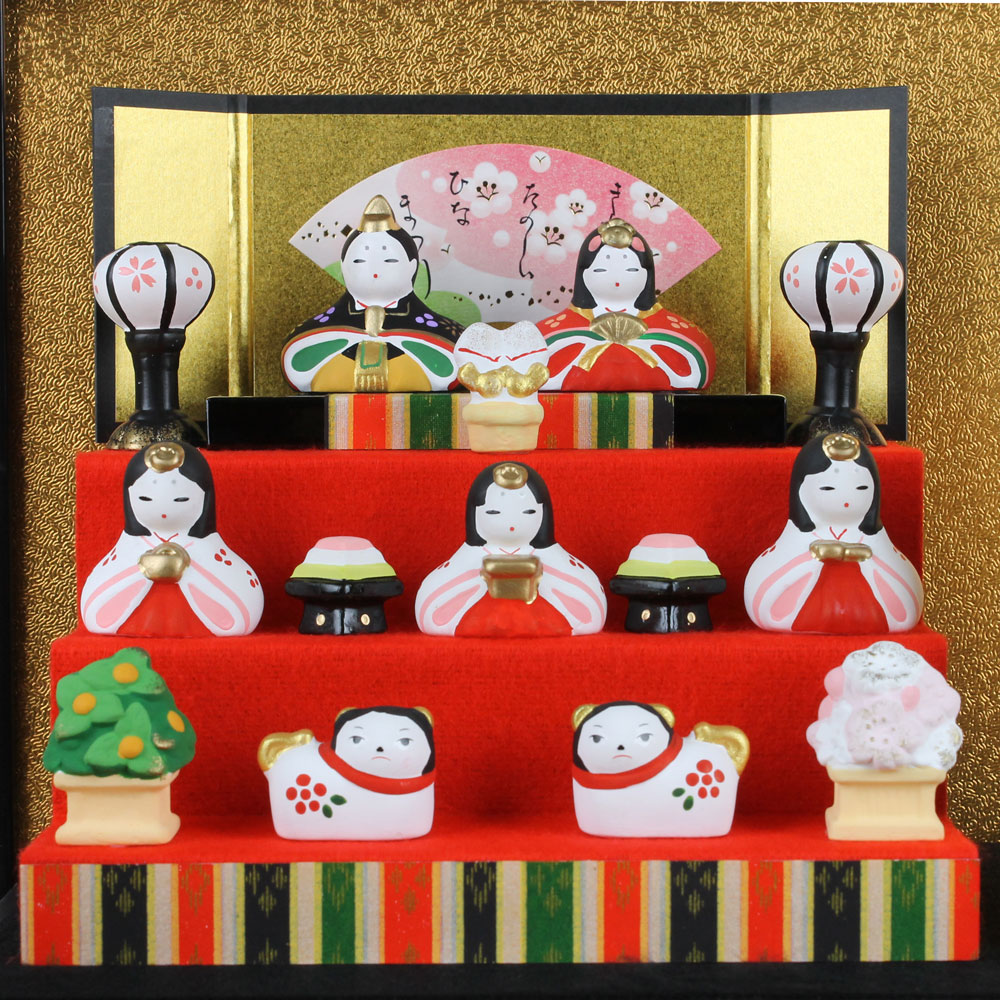 楽天市場】雛人形 ケース飾り コンパクト 陶器のお雛様【錦彩花かざり