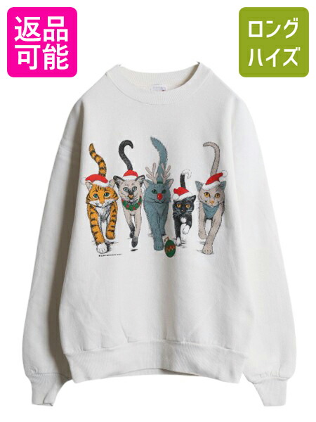 楽天市場】90s USA製 ネコ アート イラスト 両面 プリント スウェット