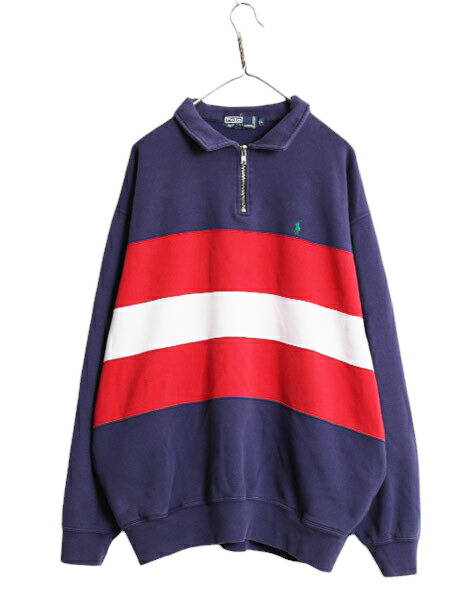 楽天市場】90s ポロ ラルフローレン ボーダー ハーフジップ スウェット
