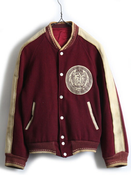 古着 50s〜60s ジップアップ スタジャン フロッキー プリント ウール