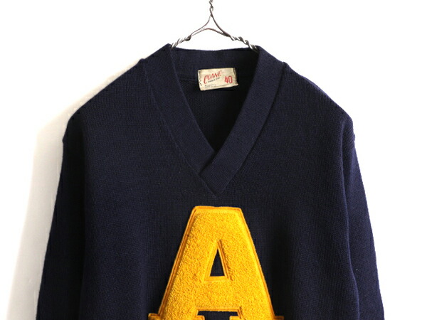 楽天市場】50s ビンテージ ☆ サガラ ワッペン Vネック ウール 長袖