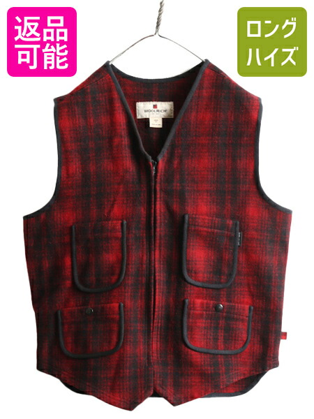 楽天市場】ウールリッチ フルジップ チェック ウール ベスト メンズ M