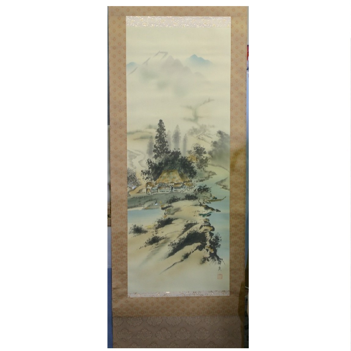 楽天市場】【中古】本物美品長尾梅友の山水図四神相応の掛け軸サイズ