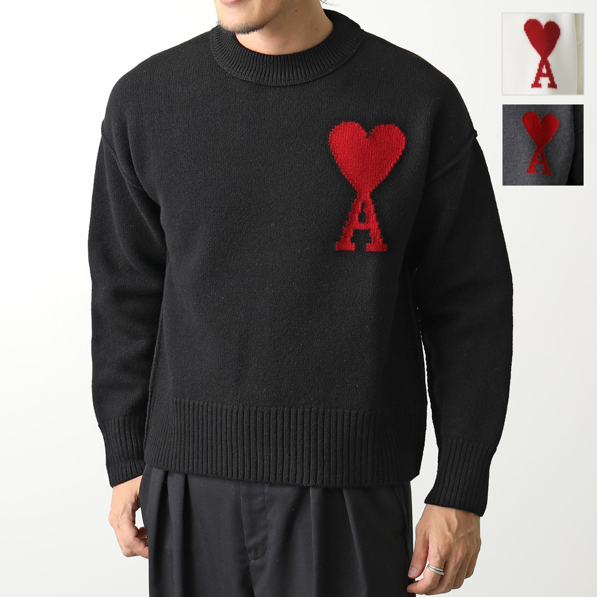 楽天市場】ami paris アミパリス ニット RED ADC SWEATER BFUKS006.018