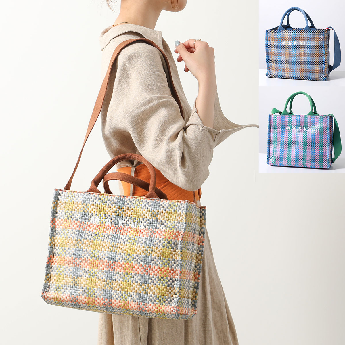 楽天市場】MARNI マルニ かごバッグ East-West SMALL TOTE SHMP0077U5