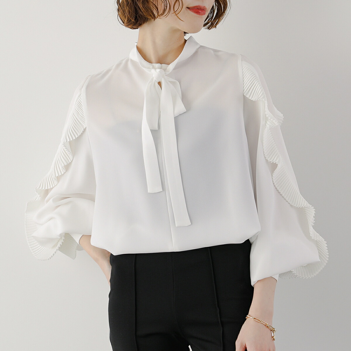 楽天市場】anana アナナ ブラウス a51-033 レディース 袖プリーツ