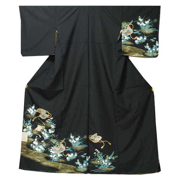 楽天市場】【袷付下げ】仕立上り【日本製】カラフル絵巻柄 黒（035
