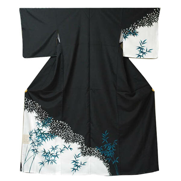 楽天市場】【袷付下げ】仕立上り【日本製】竹笹柄 黒 (077) 付け下げ
