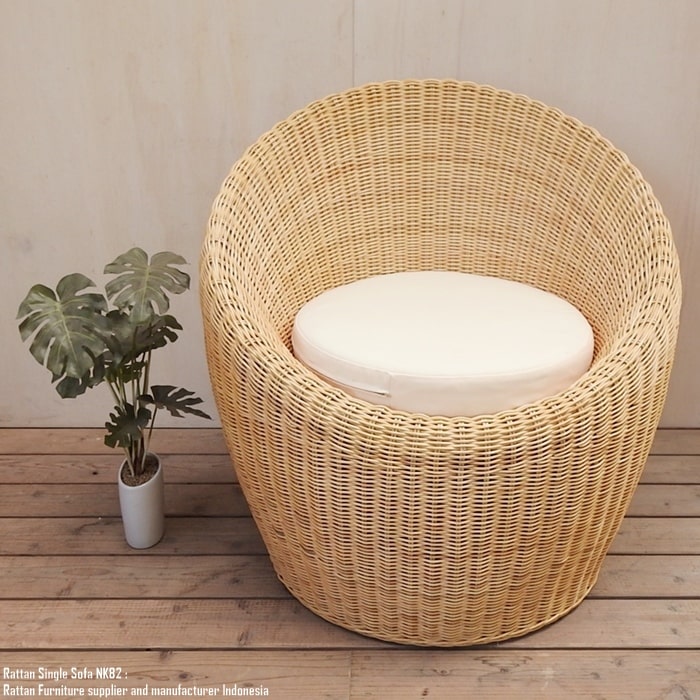 フランスアンティーク籐ラタンチェア/1人掛けソファ/竹バンブーイス90