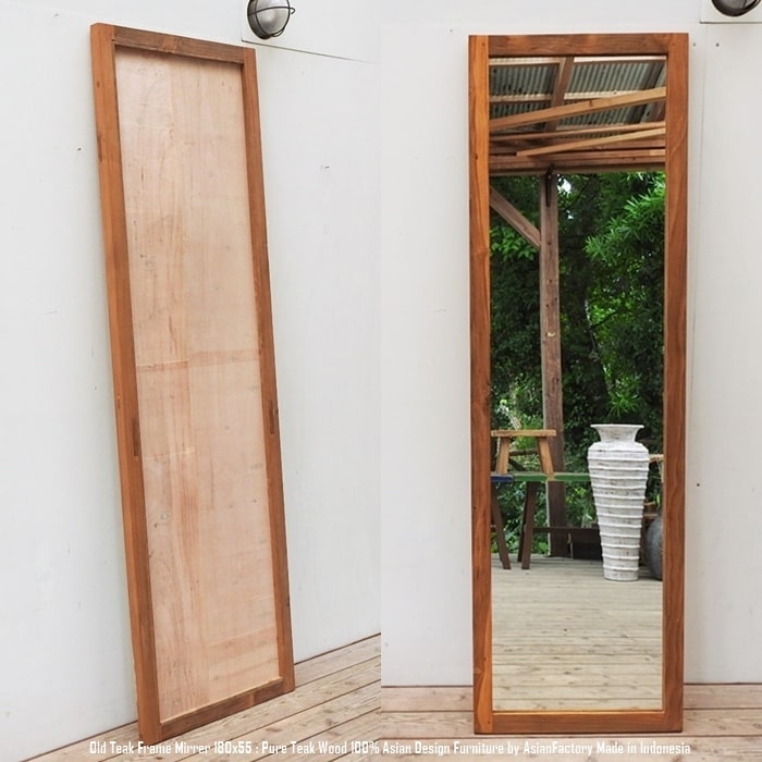 楽天市場】オールドチーク無垢材 姿見鏡180cm×55cm ナチュラル 全身