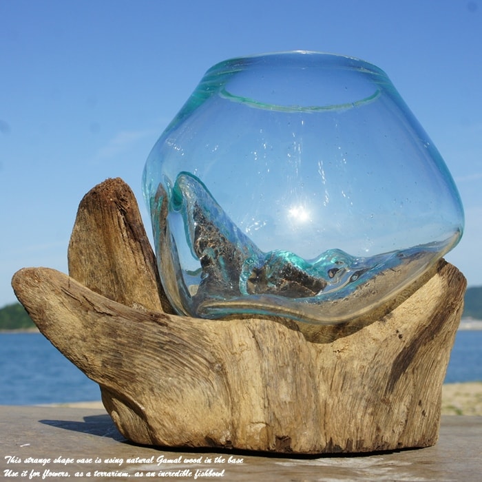 楽天市場】選べる 流木ガラスオブジェ XS 花瓶 アクアリウム