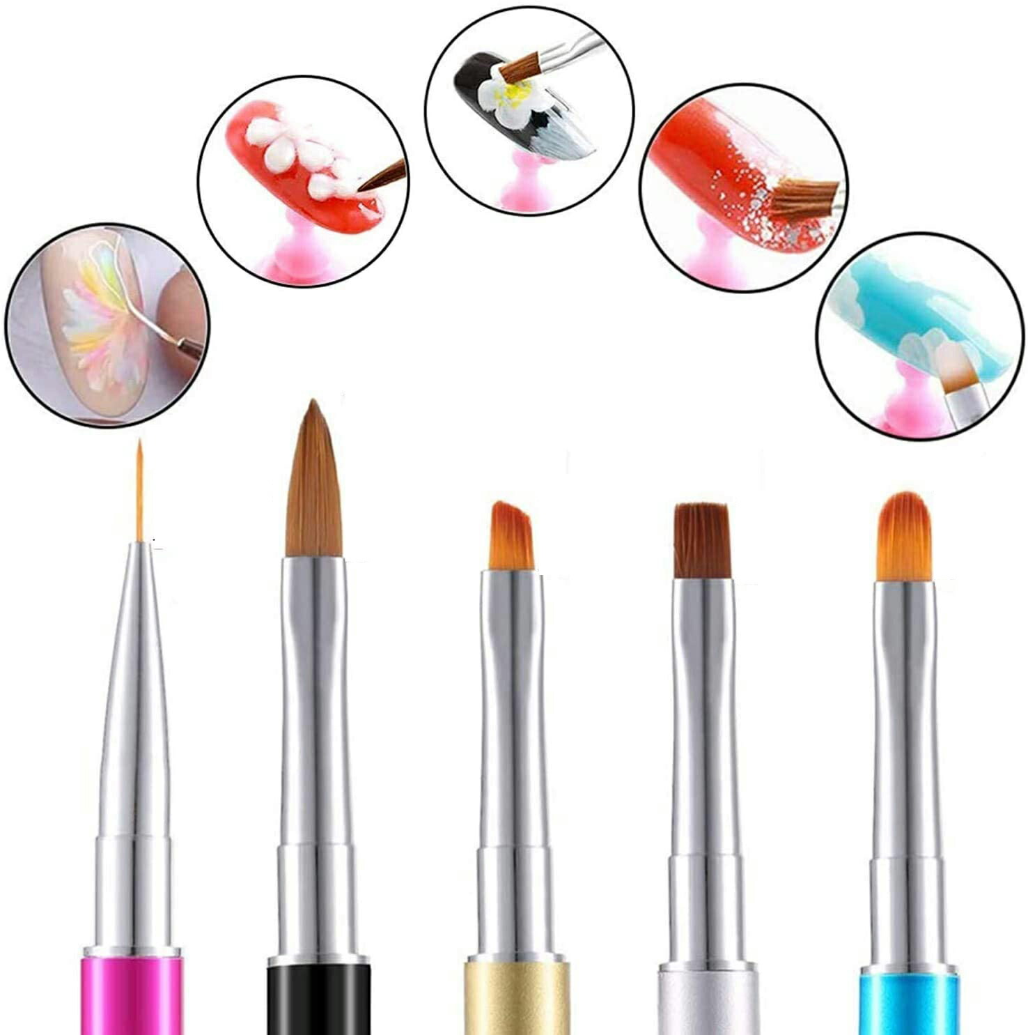 楽天市場】ジェルネイル ブラシ 5本セット 筆 キャップ付き ジェル