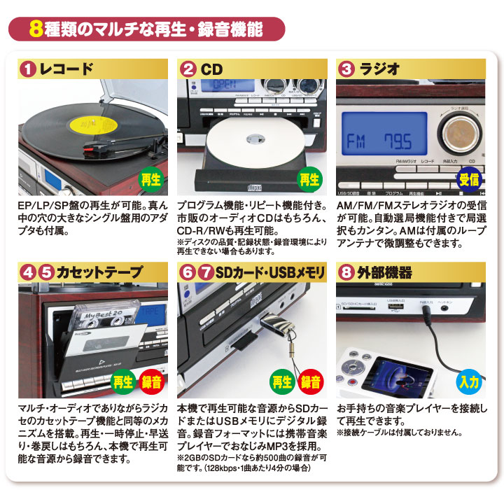楽天市場】多機能レコードプレーヤー [Z0792] オーディオ家電 マルチ