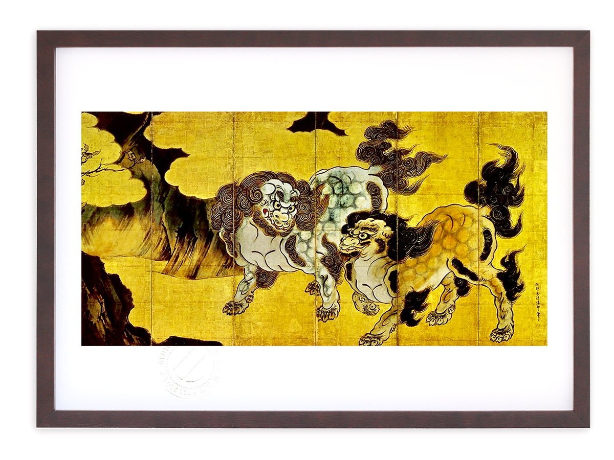 楽天市場】【スーパーSALE半額】版画 絵画 名画 日本画 唐獅子図 (から
