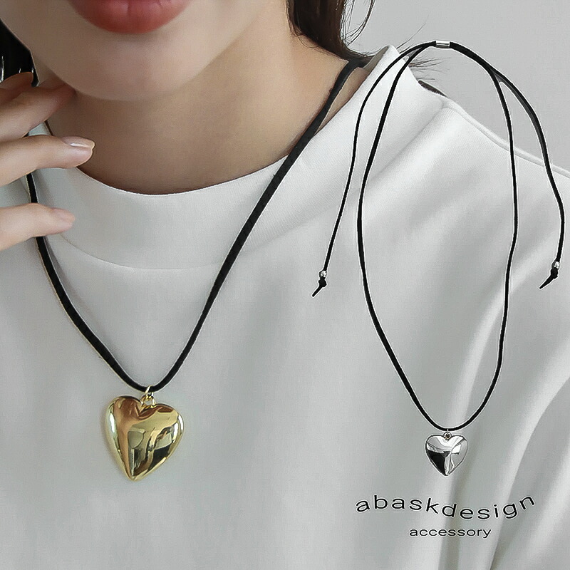 楽天市場】ネックレス 長さ調節可能 スエード 紐 ハートペンダント