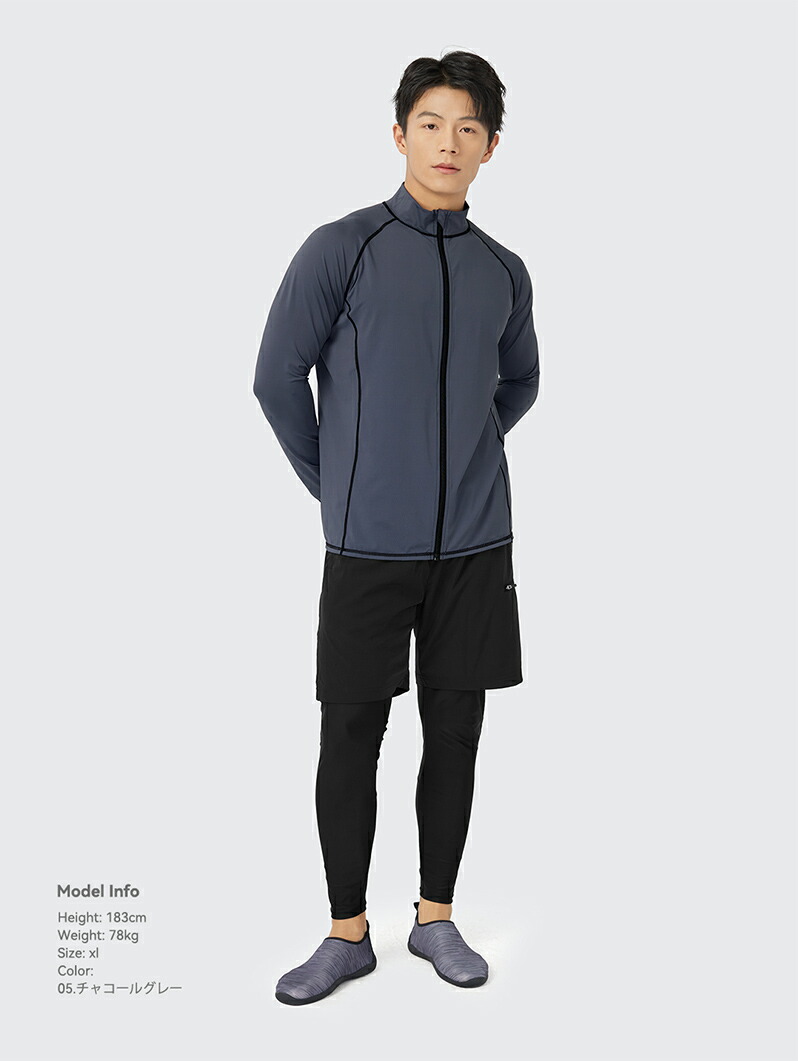 楽天市場】ラッシュガード メンズ 長袖 フードなし フード無し ジップ