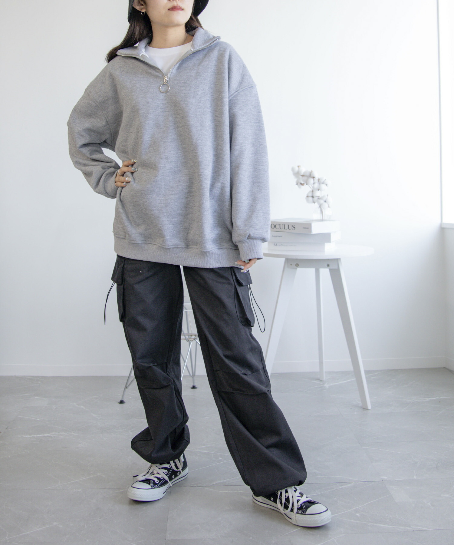 楽天市場】裏フリースハーフジップスウェット スウェット レディース