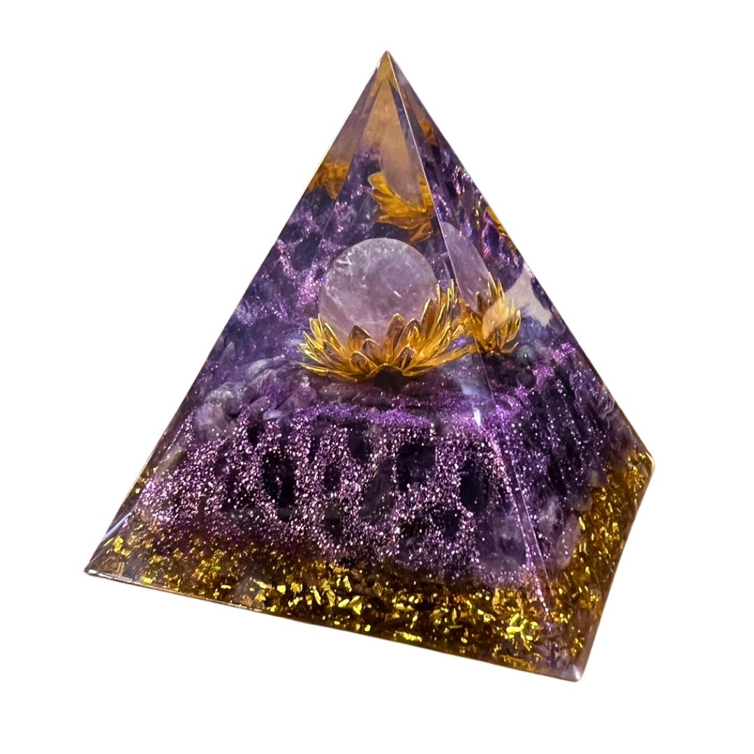 楽天市場】【置き配配送】 オルゴナイト 蓮の花モチーフ 紫 球体