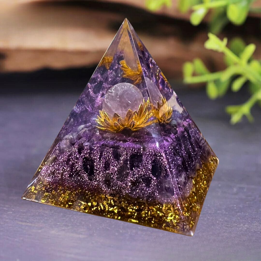 楽天市場】【置き配配送】 オルゴナイト 蓮の花モチーフ 紫 球体