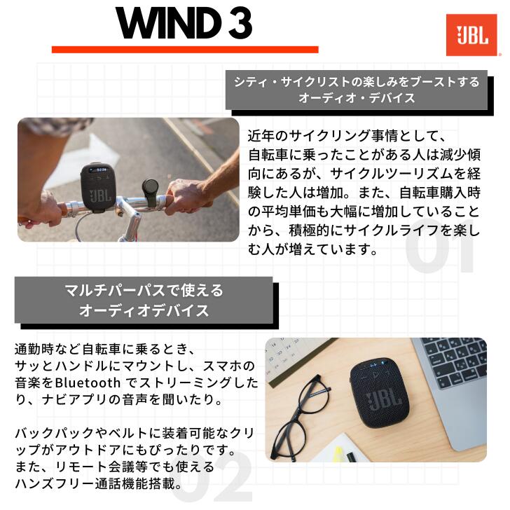 楽天市場】JBL WIND3 ワイヤレス ポータブル スピーカー Bluetooth 5.0