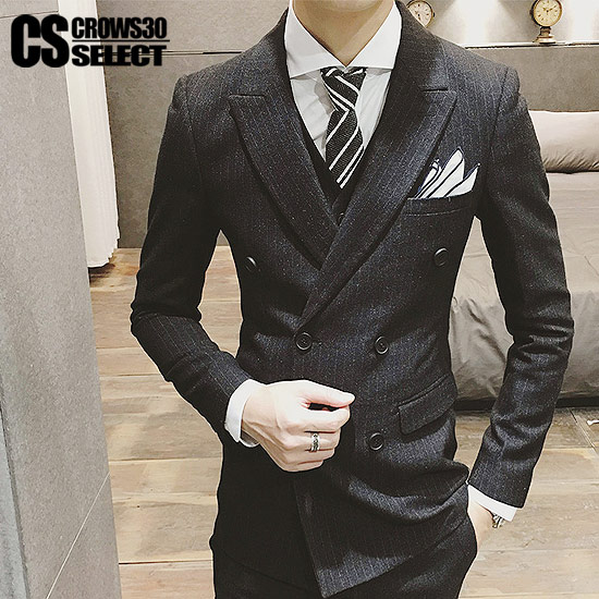 楽天市場】スーツ メンズ ストライプ 縦縞 ダブルスーツ ホストスーツ
