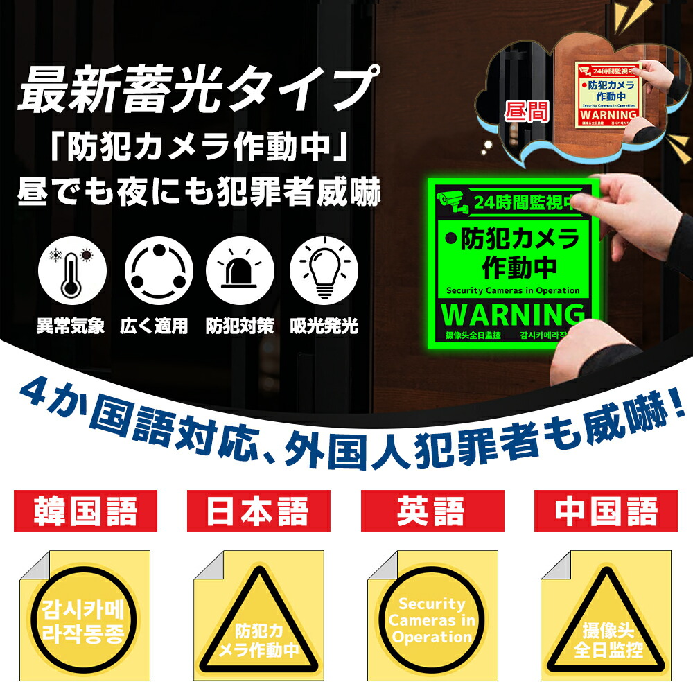 楽天市場】防犯カメラ ステッカー 4タイプ 3サイズ 防犯