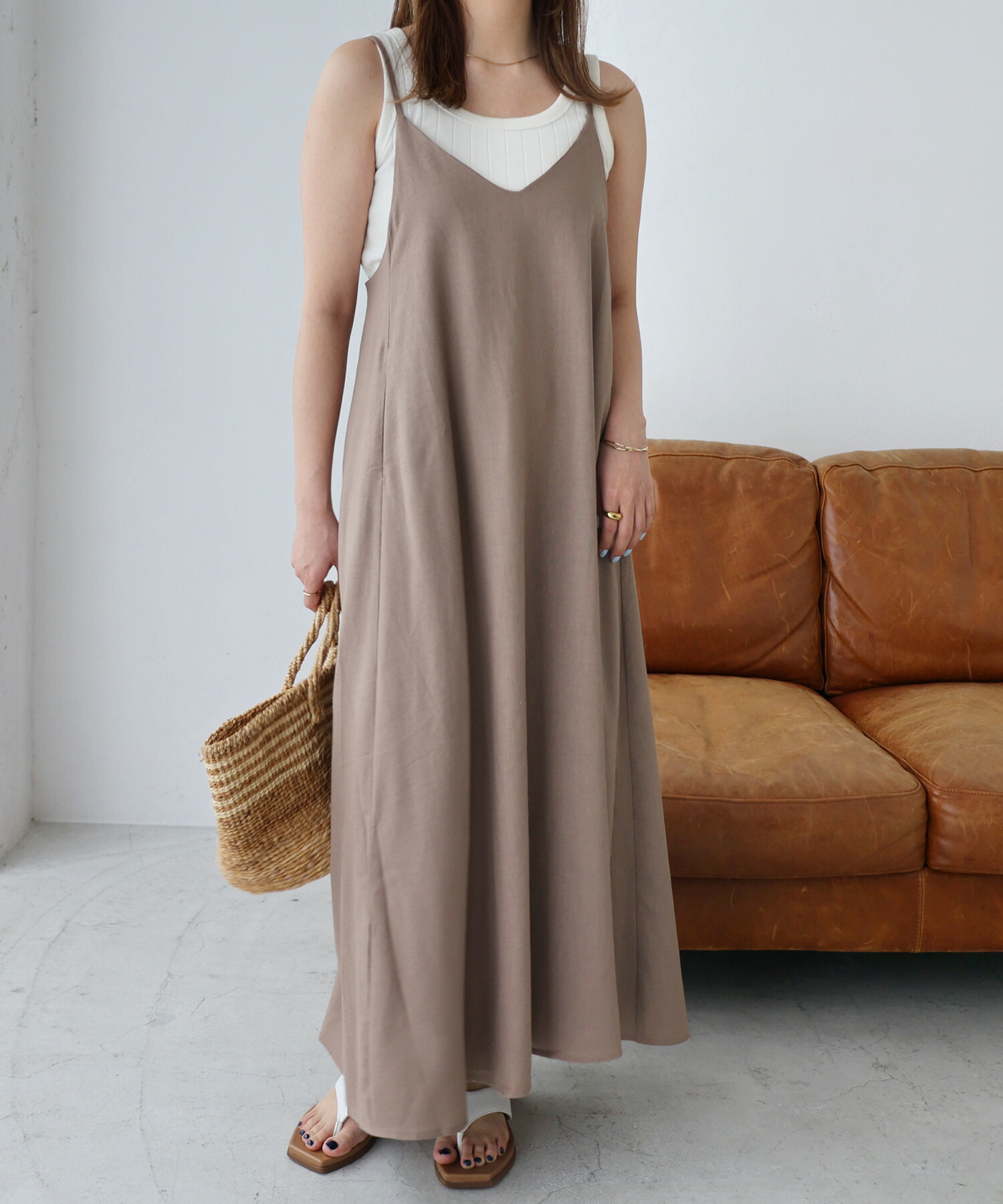 楽天市場】キャミソール ワンピース リネン レーヨン キャミワンピース