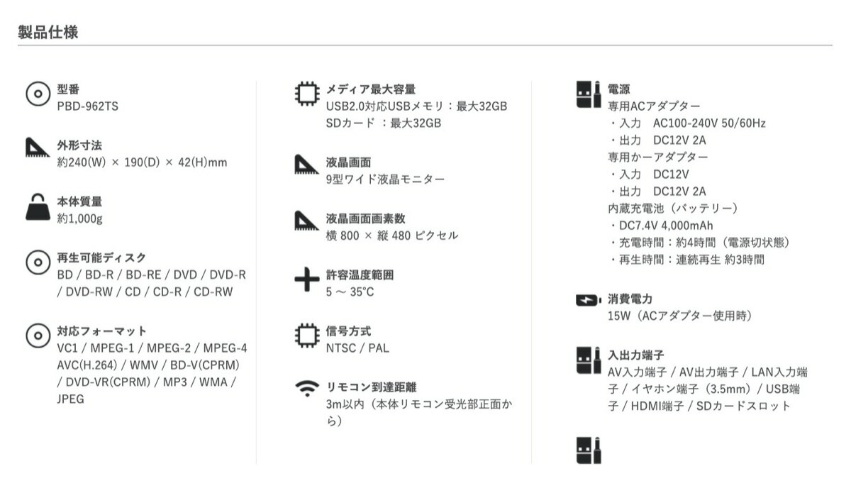 楽天市場】TEES TS-PBD969-BK ポータブル ブルーレイ DVD プレーヤー 9