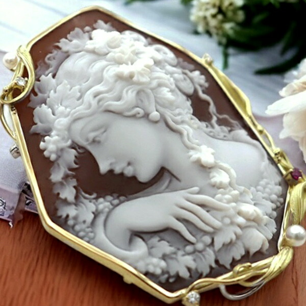 楽天市場】カメオブローチ＆ネックレス 18金 女神バッカンテ 女性人物