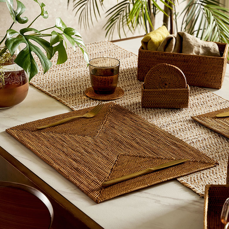 楽天市場】アタ製ランチョンマット バリ島産 スクエア型 ランチョン