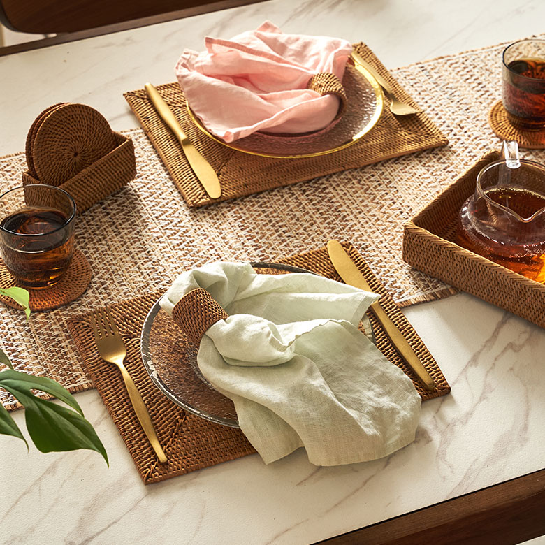 楽天市場】アタで編まれた四角い アジアン ランチョンマット バリ島産