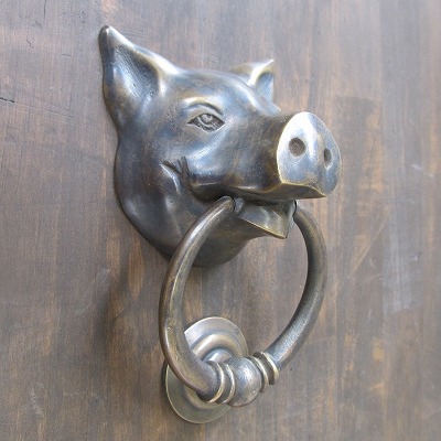 楽天市場】豚のドアノック 玄関ドアノッカー 真鍮製 アンティーク