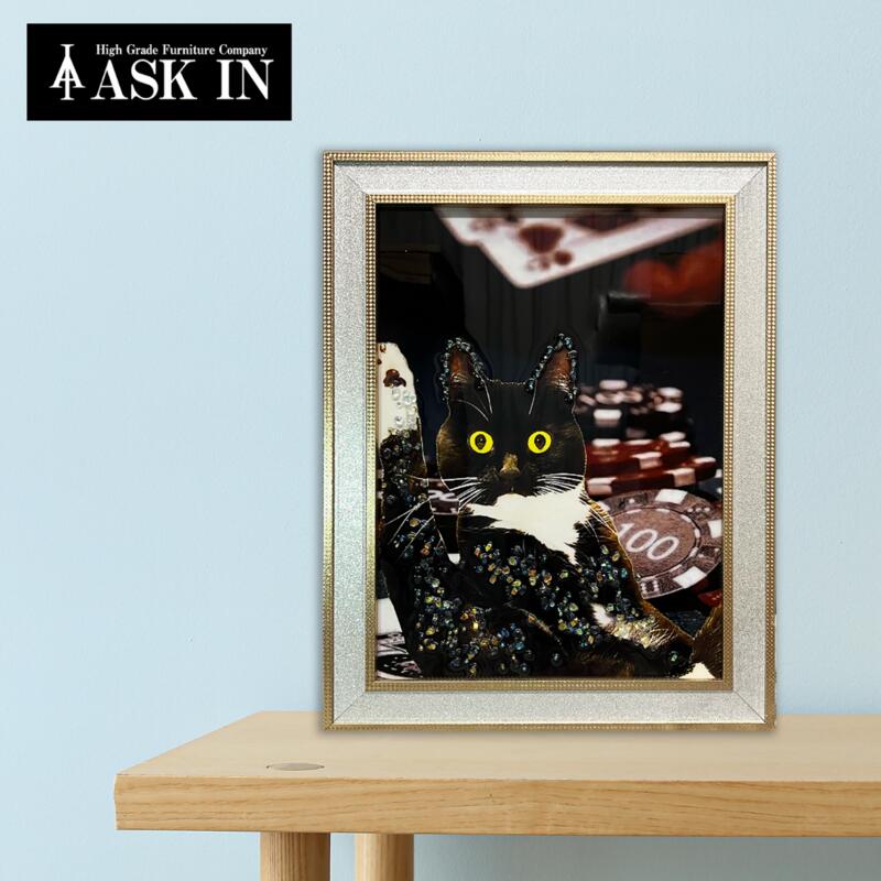 楽天市場】クリスタルアート 水晶 35x45cm 黒猫 cat ねこ 動物 街