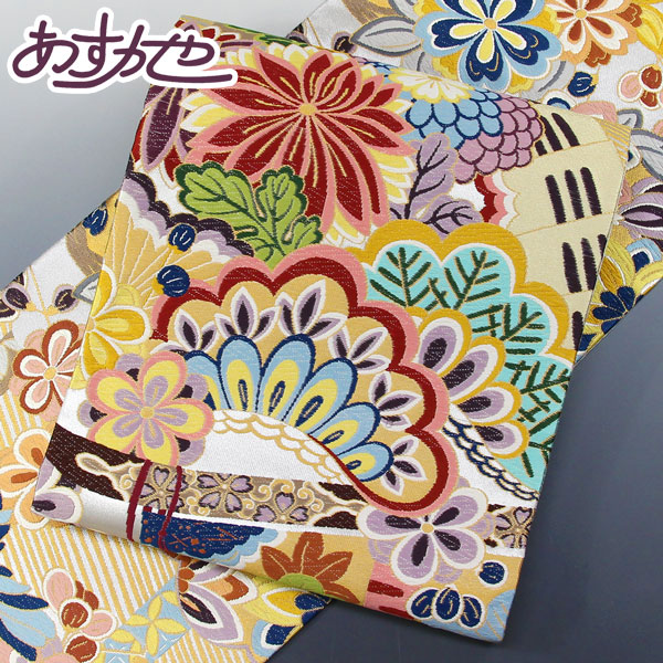 楽天市場】着物 帯 振袖用も 白綾苑大庭 京 西陣 袋帯 瑞兆祝典文