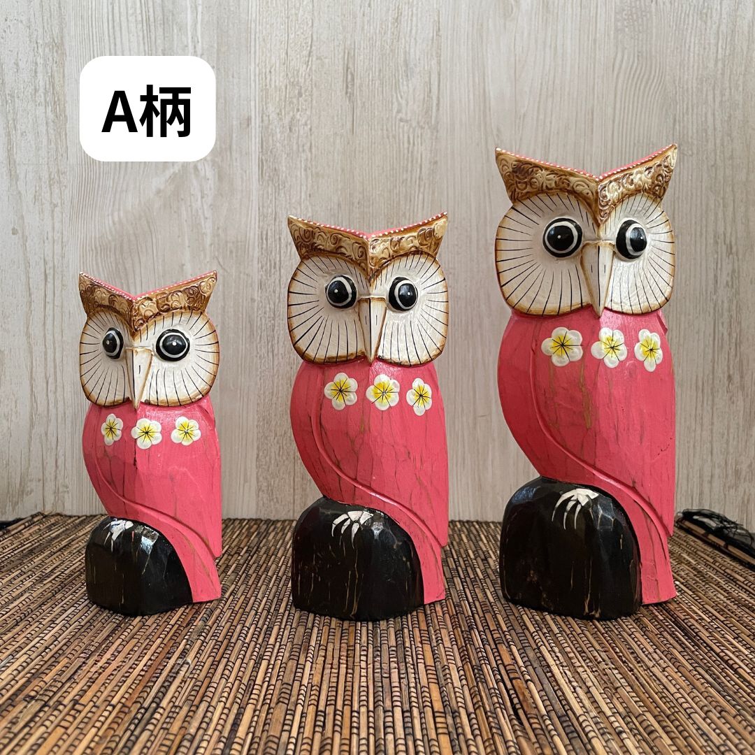 楽天市場】【インテリア雑貨 おしゃれ バリ風】 フクロウ 置物 木彫り