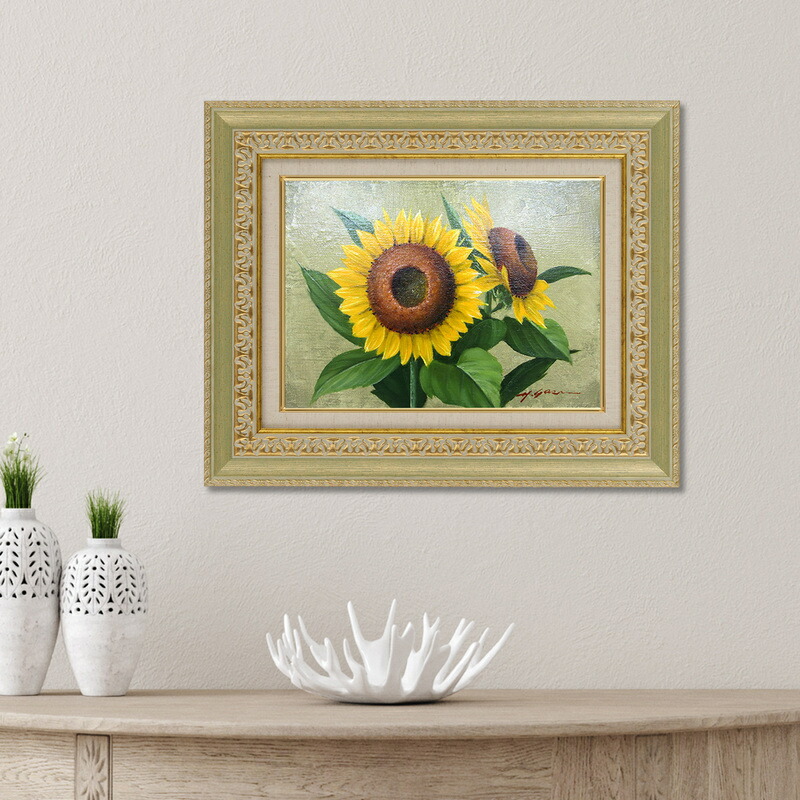 楽天市場】手描き 油絵 額入り油彩画 向日葵 F4サイズ ひまわり