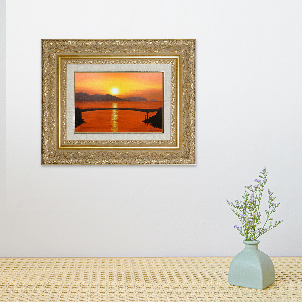 楽天市場】絵画 油絵 額入り油彩 手描き 瀬戸の朝焼け 朝隈敏彦 瀬戸内