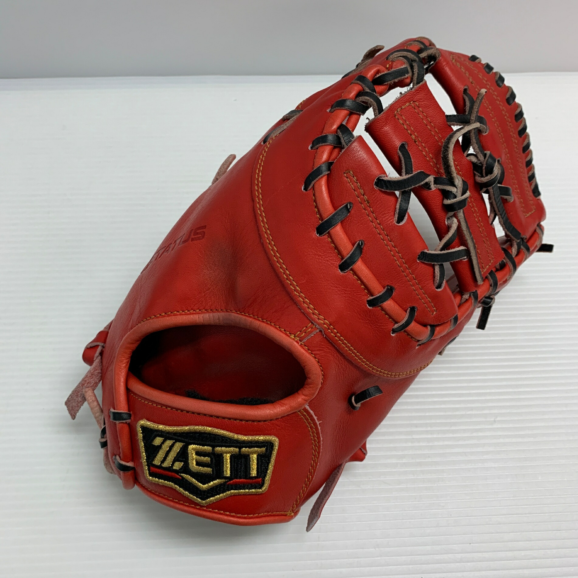 ZETT 軟式グローブ 黒/赤 ファーストミット 中古 ゼット ZETT 軟式用