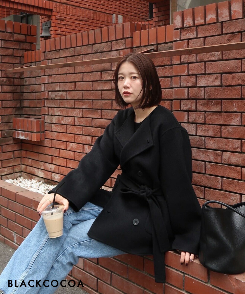 楽天市場】ノーカラー2WAYリバーミドルコート｜アウター ノーカラー