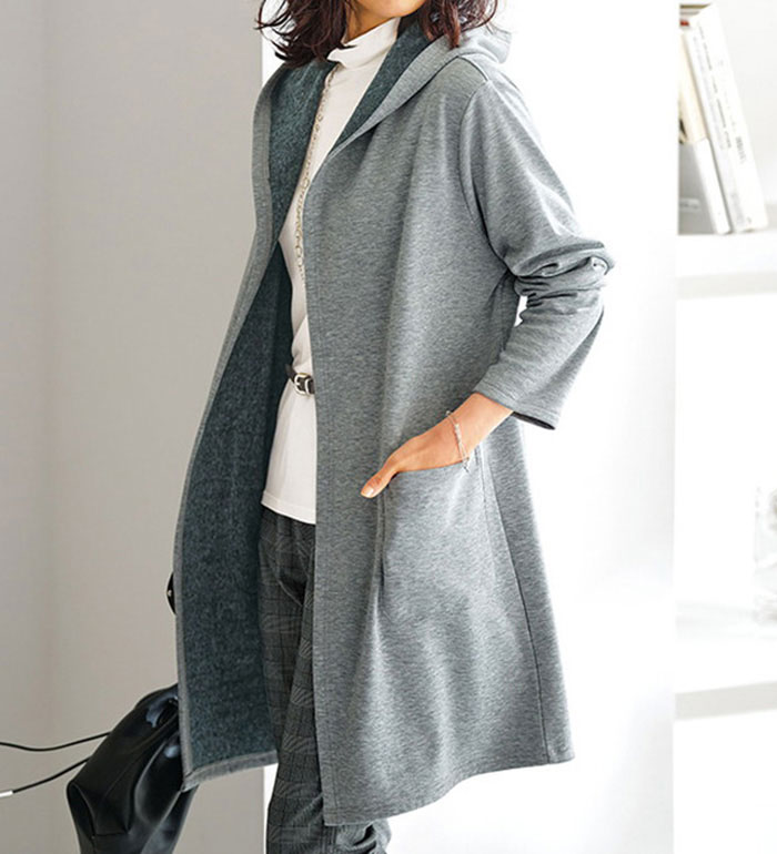 楽天市場】ニットカーディガン あったか裏ファーフードカーディガン(M