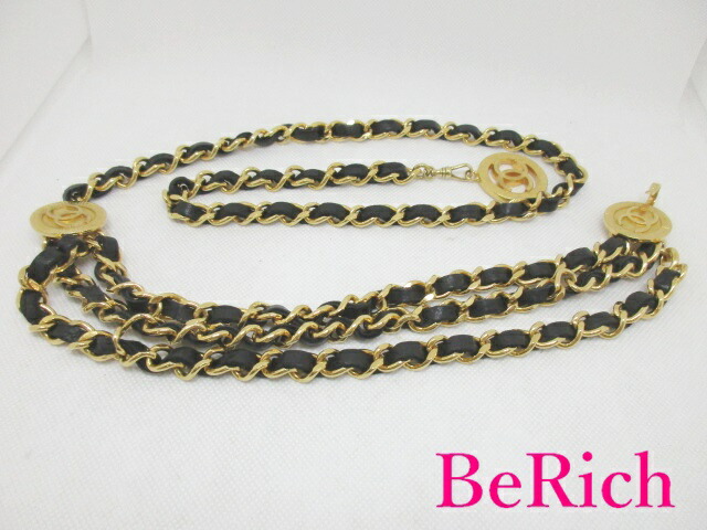 楽天市場】シャネル CHANEL 3連 チェーン ベルト ココマーク ゴールド