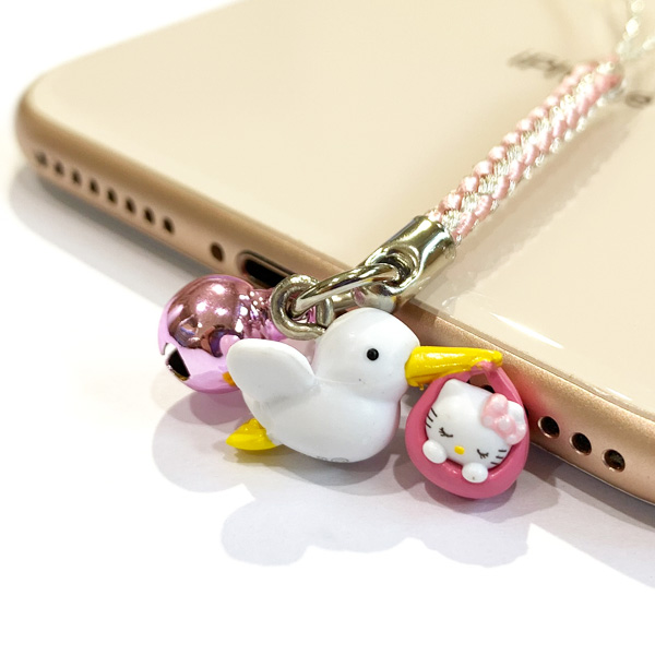 楽天市場】ハローキティ こうのとりキティ 根付けストラップ ピンク