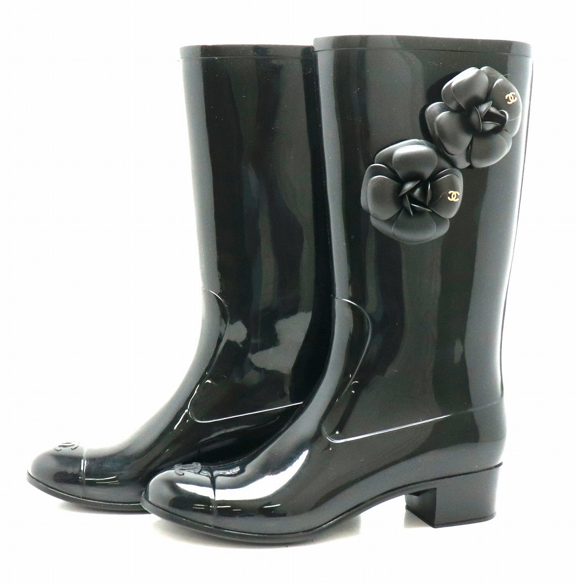 楽天市場】【靴】CHANEL シャネル カメリア レインブーツ 長靴 ラバー