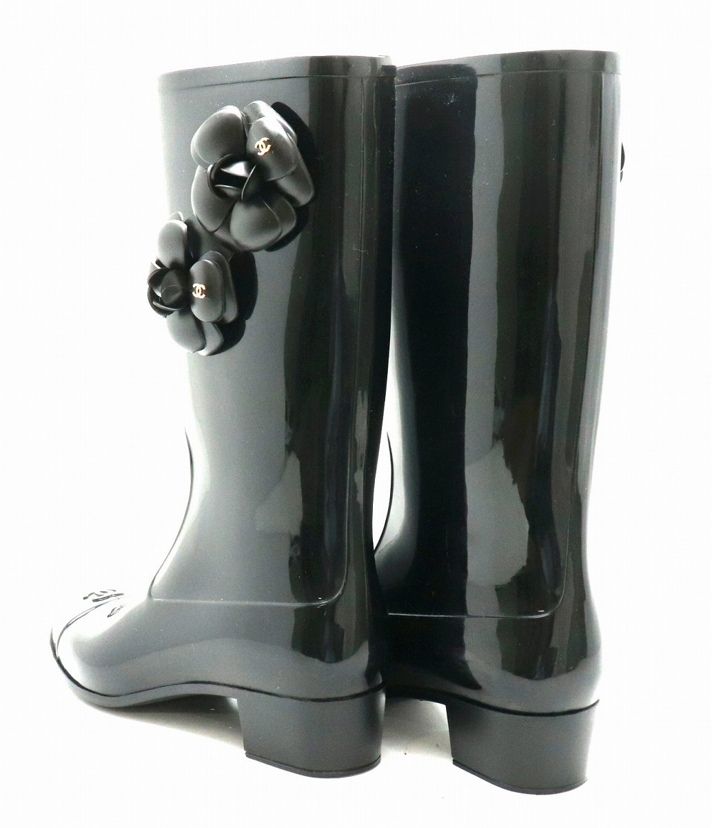 楽天市場】【靴】CHANEL シャネル カメリア レインブーツ 長靴 ラバー