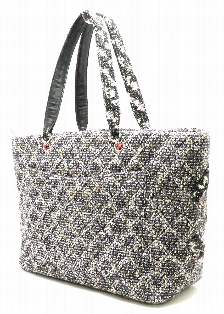楽天市場】【バッグ】CHANEL シャネル カンボンライン ツイード ラージ