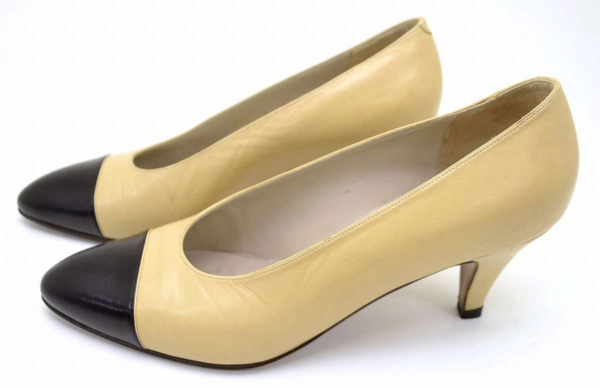 楽天市場】【靴】CHANEL シャネル バイカラー 2トーン パンプス ミドル