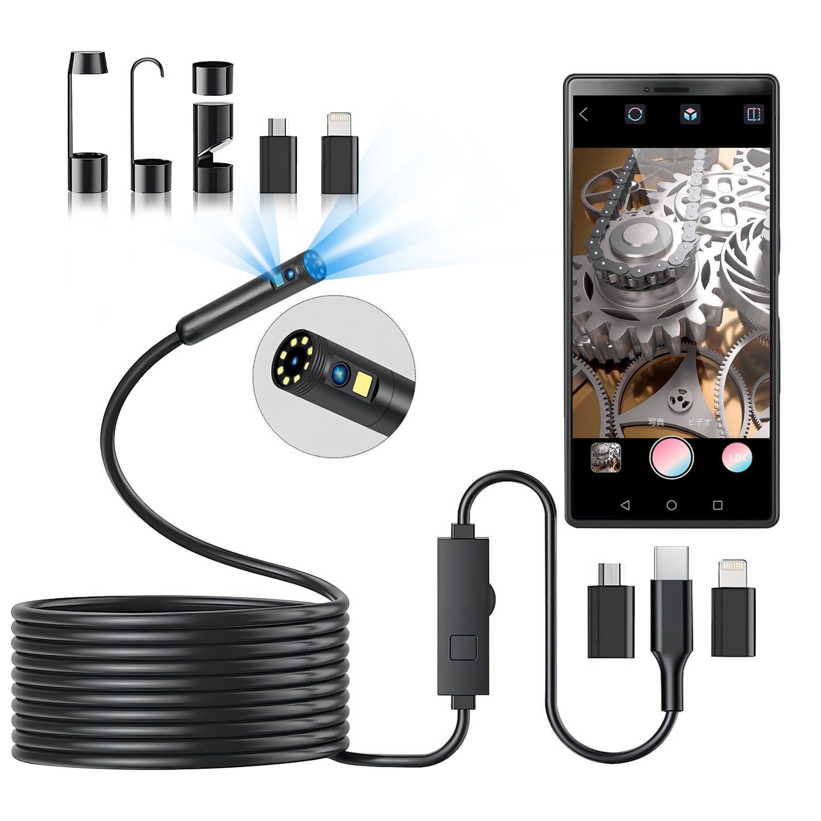 楽天市場】ファイバースコープ 1920P HD デュアルレンズ内視鏡カメラ C