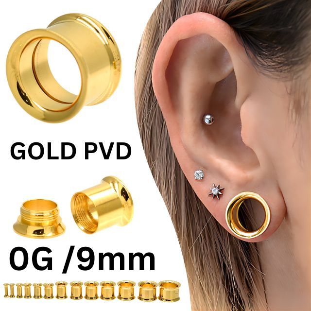 楽天市場】拡張ピアス ボディピアス 0G 9mm ゴールド スタンダード